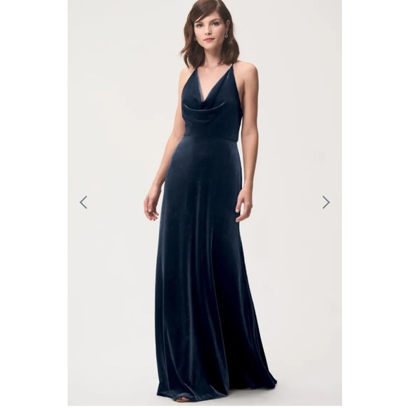 BHLDN Dresses & Skirts - BHLDN Jenny Yoo Blue Velvet Halter Formal Maxi Dress